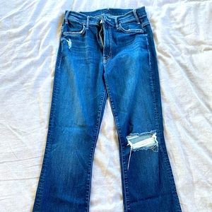 Mother Straight Cut Hi Rise Distressed Jeans 29
